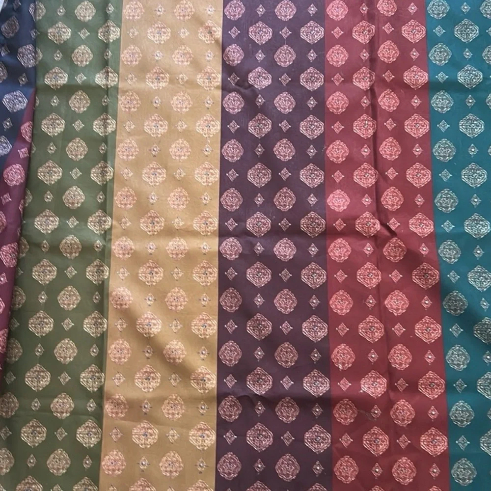 Croscill Arabella Jewel Multicolor Striped Shower Curtain Medallion Pattern